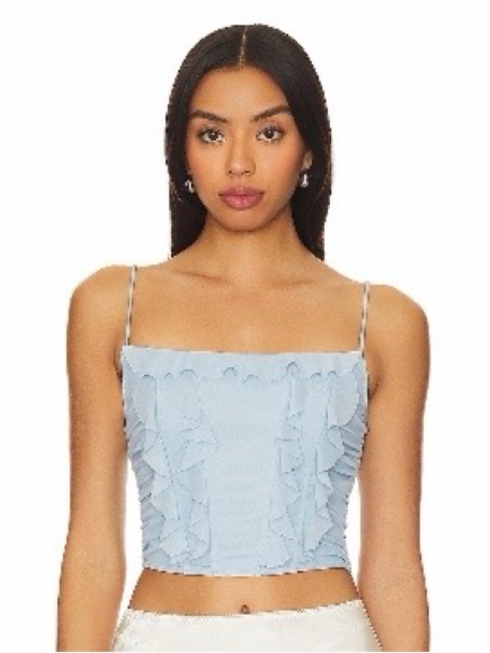 superdown Caroline Powder Blue Ruffle Spaghetti Strap Top NWOT
